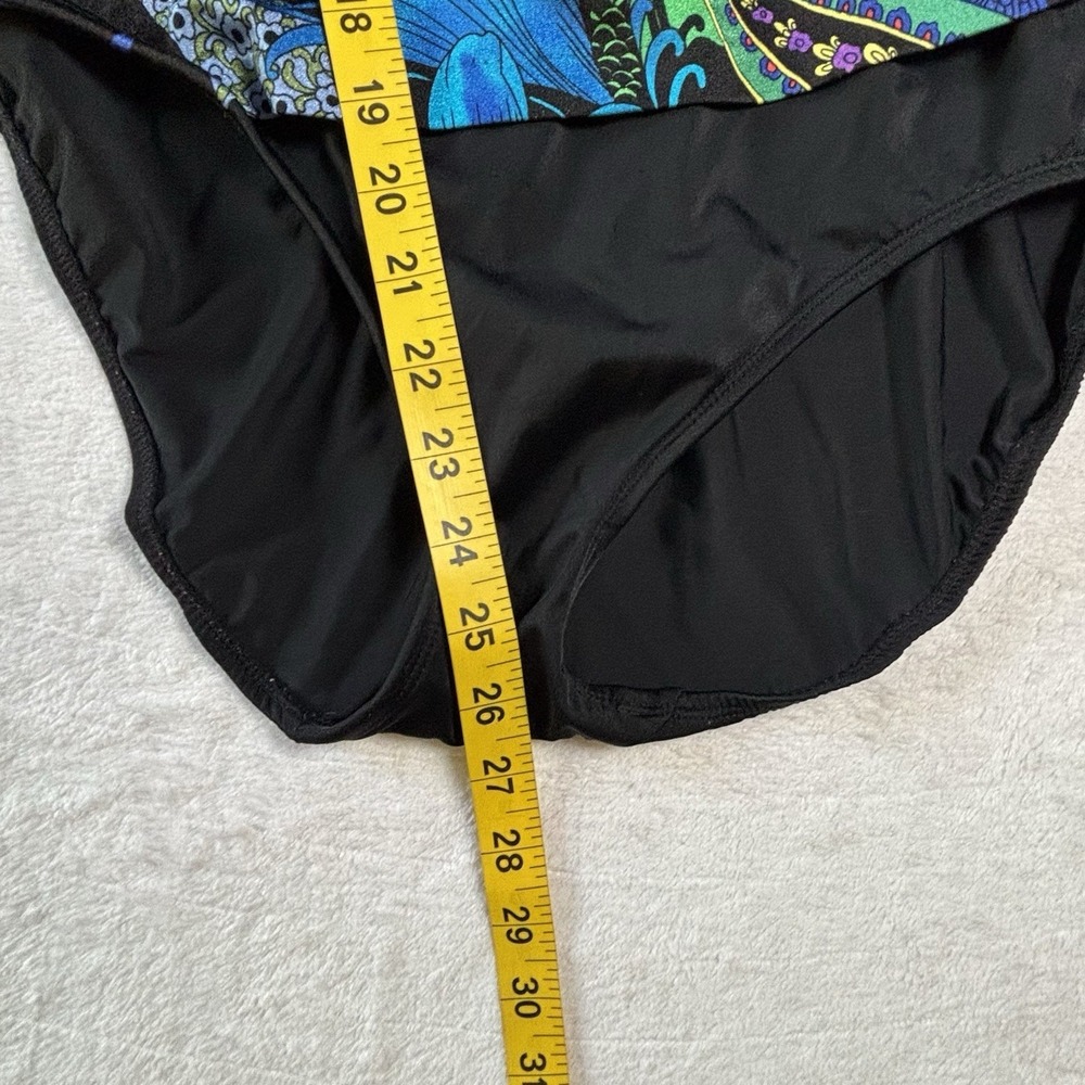 longitude swimsuit Size 10 One Piece Green Floral And Paisley Print Sarong Front - Picture 4 of 9